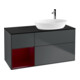 V&B Meuble sous lavabo Finion 120 cm, placage bois, poignée en métal, avec façade laquée bleue-1