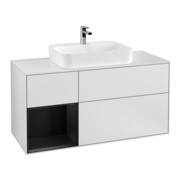V&B Meuble sous lavabo Finion 120 cm, placage bois, porte gauche bleu mat laqué, blanc mat laqué