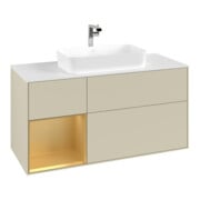 V&B Meuble sous-lavabo Finion 120 cm, placage bois, porte gauche, gris mat laqué
