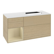 V&B Meuble sous lavabo Finion 120 cm, placage bois, porte gauche, gris mat laqué, ouverture à ven-4