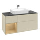 V&B Meuble sous lavabo Finion 120 cm, placage bois, porte gauche, gris moyen laqué-1