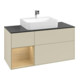V&B Meuble sous lavabo Finion 120 cm, placage bois, porte gauche, gris moyen laqué-1
