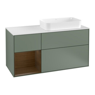 V&B Meuble sous lavabo Finion 120 cm, placage bois, porte gauche, huile mat laqué
