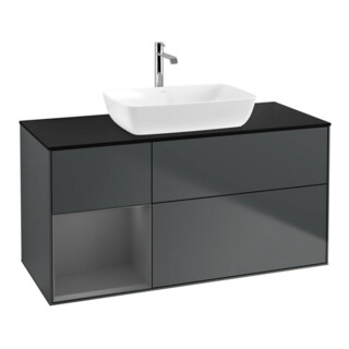 V&B Meuble sous lavabo Finion 120 cm, placage bois, rangée A, mat blanc, mat laqué