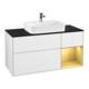 V&B Meuble sous lavabo Finion 120 cm, placage bois, rangement à droite, blanc brillant, laqué-1