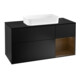 V&B Meuble sous lavabo Finion 120 cm, placage bois, rangement à droite, bleu mat laqué-1