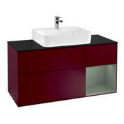 V&B Meuble sous lavabo Finion 120 cm, placage bois, rangement droit, huile avec laque, poignée métallique