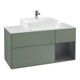 V&B Meuble sous lavabo Finion 120 cm, placage bois, rangement droit, laqué mat, olivier mat-1