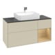 V&B Meuble sous lavabo Finion 120 cm, placage bois, rangement droite, finition laque grise mat