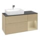 V&B Meuble sous lavabo Finion 120 cm, placage bois, rangement droite, gris mat laqué, ouverture à pression-4