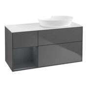 V&B Meuble sous lavabo Finion 120 cm, placage bois, rangement médium laqué, anthracite m
