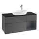 V&B Meuble sous-lavabo Finion 120 cm, placage bois, rangement médium laqué, anthracite mat-1