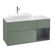 V&B Meuble sous lavabo Finion 120 cm, placage bois, rangement moyen avec laque, huile avec laque