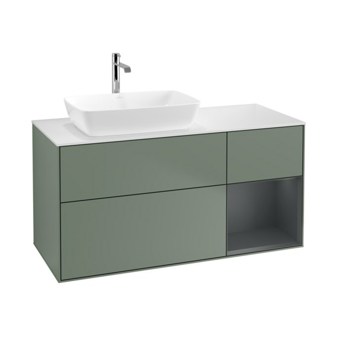 V&B Meuble sous lavabo Finion 120 cm, placage bois, rangement moyen avec laque, huile avec laque