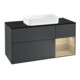 V&B Meuble sous lavabo Finion 120 cm, placage bois, rangement ouvert, avec plan lavabo et miroir-1