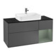 V&B Meuble sous lavabo Finion 120 cm, placage bois, rangement ouvert, laqué anthracite mat-1