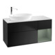 V&B Meuble sous lavabo Finion 120 cm, placage bois, rangement ouvert, laqué bleu-1