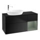V&B Meuble sous lavabo Finion 120 cm, placage bois, rangement ouvert, laqué bleu-1