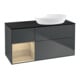 V&B Meuble sous lavabo Finion 120 cm, placage bois, rangement ouvert, médium bleu mat lacqué-1
