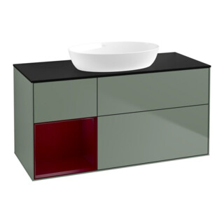 V&B Meuble sous lavabo Finion 120 cm, placage bois, réglette Peo, huile et laque