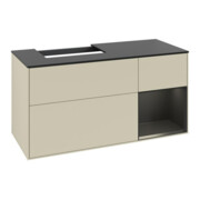 V&B Meuble sous lavabo Finion 120 cm, placage bois, rouge bordeaux mat, gris mat laqué