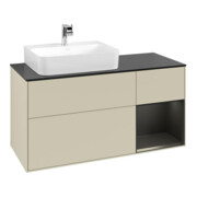 V&B Meuble sous lavabo Finion 120 cm, placage bois, rouge bordeaux mat, gris mat laqué-4