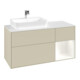 V&B Meuble sous lavabo Finion 120 cm, placage bois, rouge et blanc mat, gris mat laqué-3