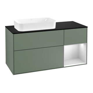 V&B Meuble sous lavabo Finion 120 cm, placage bois, rouge mat laqué, huile mat laqué