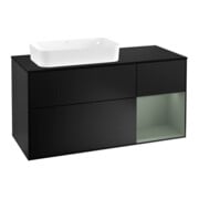 V&B Meuble sous lavabo Finion 120 cm, placage bois, rouge olivier laqué, bleu laqué