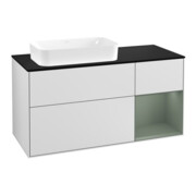 V&B Meuble sous lavabo Finion 120 cm, placage bois, rouge olivier mat laqué, blanc mat laqué