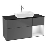 V&B Meuble sous lavabo Finion 120 cm, placage bois, tiroir blanc mat, anthracite mat