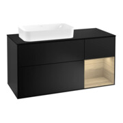 V&B Meuble sous lavabo Finion 120 cm, placage bois, tiroir, bleu mat laqué
