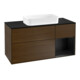 V&B Meuble sous lavabo Finion 120 cm, placage bois, tiroir bleu mat, noyer veinée-1