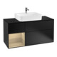 V&B Meuble sous lavabo Finion 120 cm, placage bois, tiroir gauche, bleu mat laqué-1