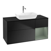 V&B Meuble sous lavabo Finion 120 cm, placage bois, tiroir huilé avec laque, bleu avec laque-1