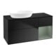 V&B Meuble sous lavabo Finion 120 cm, placage bois, tiroir, laqué bleu-1