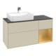 V&B Meuble sous lavabo Finion 120 cm, placage bois, tiroir réglable, gris mat laqué-1