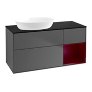 V&B Meuble sous lavabo Finion 120 cm, placage bois, tiroirs, anthracite mat