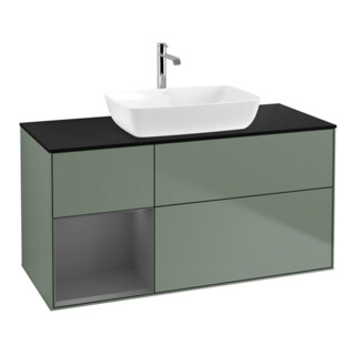 V&B Meuble sous lavabo Finion 120 cm, placage bouleau, laqué blanc, olivier laqué
