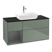 V&B Meuble sous lavabo Finion 120 cm, placage bouleau, laqué blanc, olivier laqué