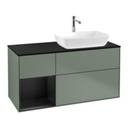 V&B Meuble sous lavabo Finion 120 cm, placage bouleau, laqué bleu, olivier laqué-1