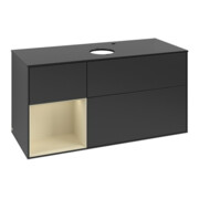 V&B Meuble sous-lavabo Finion 120 cm, placage bouleau, laque gris soie, blanc laqué-3