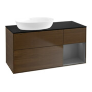 V&B Meuble sous lavabo Finion 120 cm, placage bouleau, laque, noyer veinée