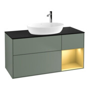 V&B Meuble sous-lavabo Finion 120 cm, placage bouleau, laqué, olivier laqué