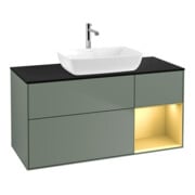 V&B Meuble sous lavabo Finion 120 cm, placage bouleau mat, laque brillante, huile mat