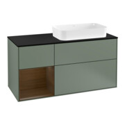 V&B Meuble sous lavabo Finion 120 cm, placage bouleau, porte gauche, olivier mat laqué