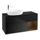 V&B Meuble sous lavabo Finion 120 cm, placage bouleau, réglable, bleu mat laqué-1