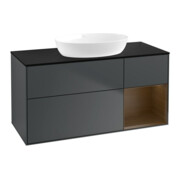 V&B Meuble sous-lavabo Finion 120 cm, placage bouleau, réglable, médium bleu mat laqué