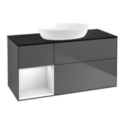 V&B Meuble sous lavabo Finion 120 cm, placage bouleau, tiroir blanc mat, anthracite mat