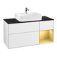 V&B Meuble sous-lavabo Finion 120 cm, placage bouleau, tiroir réglable, blanc brillant, laqué-1
